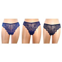 Krajkové brazilky 1628 - 3 pack módní barvy: mare + galassia + blu notte/S