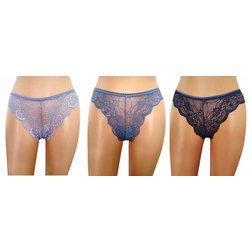 Krajkové brazilky 1628 - 3 pack módní barvy: glicine + pervinca + modrošedá/S